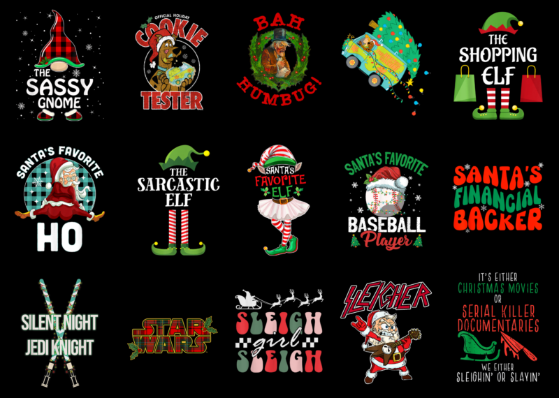 15 Christmas Shirt Designs Bundle For Commercial Use Part 43, Christmas T-shirt, Christmas png file, Christmas digital file, Christmas gift,