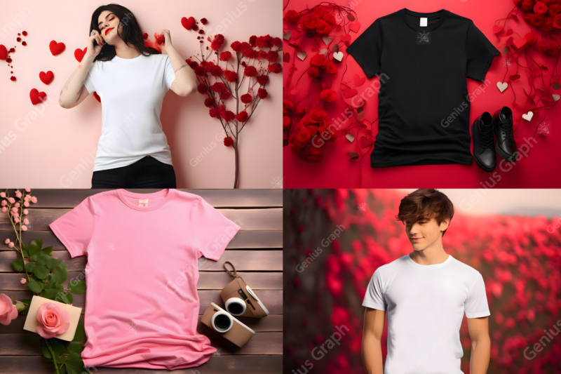 Valentines Day T-shirt Mockup Bundle