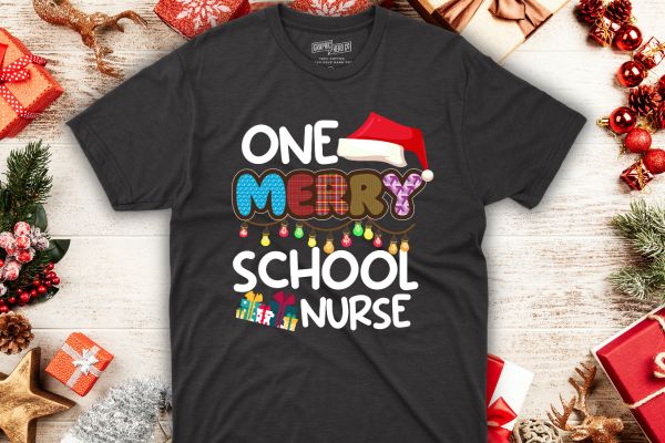 One merry school nurse christmas t-shirt design vector nurse christmas, christmas day nurse shirt, santa, xmas
