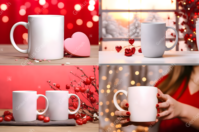 Valentines Day Mug Mockup Bundle, Valentine Coffee Cup Mockups