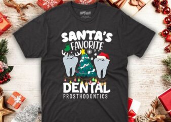 Funny Santa’s Favorite dental prosthodontics Christmas Santa Hat T-Shirt design vector, dental prosthesis, Christmas, Santa,