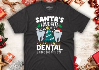 Funny Santa’s Favorite dental endodontics Christmas Santa Hat T-Shirt design vector, dental endodontics, Christmas, Santa