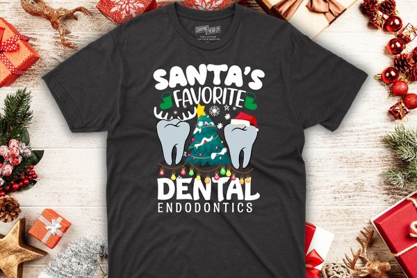 Funny santa’s favorite dental endodontics christmas santa hat t-shirt design vector, dental endodontics, christmas, santa