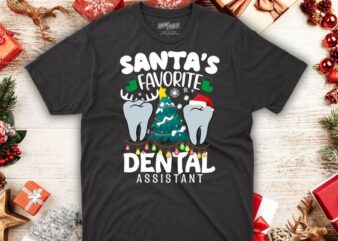 Funny Santa’s Favorite dental assistant Christmas Santa Hat T-Shirt design vector, dental assistant
