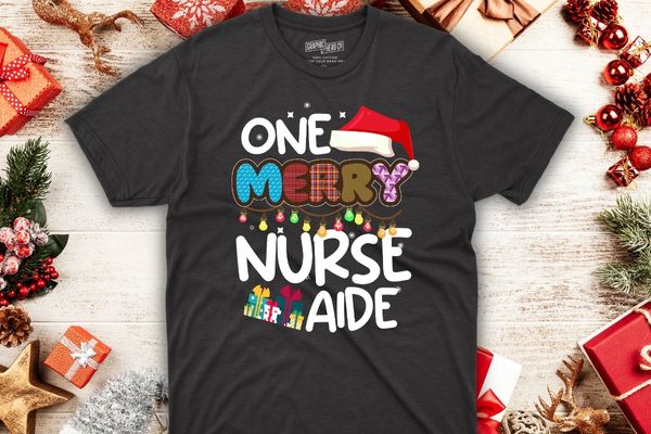 One merry nurses aide christmas t-shirt design vector nurse christmas, christmas day nurse shirt, santa