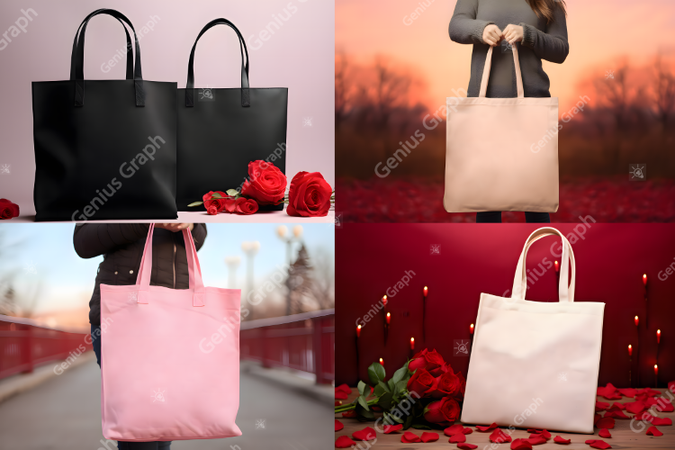 Valentines Day Tote Bag Mockup Bundle