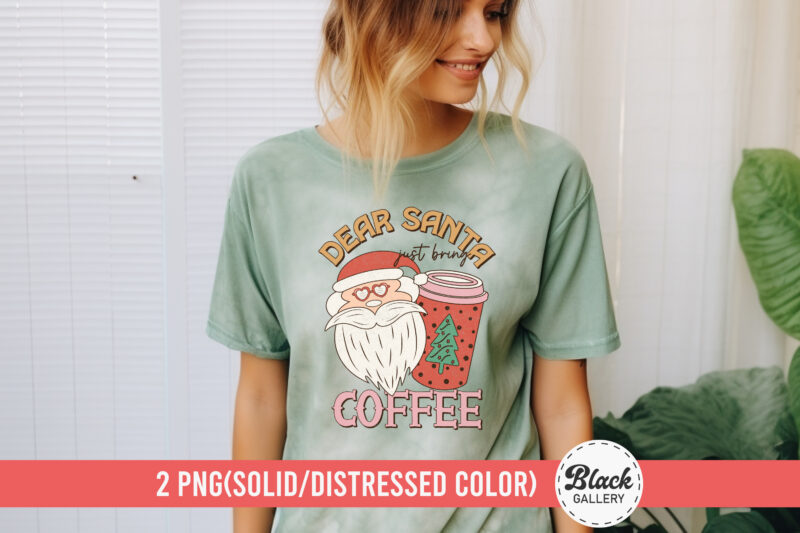 Retro Christmas Coffee Quote PNG & EPS