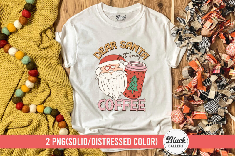 Retro Christmas Coffee Quote PNG & EPS