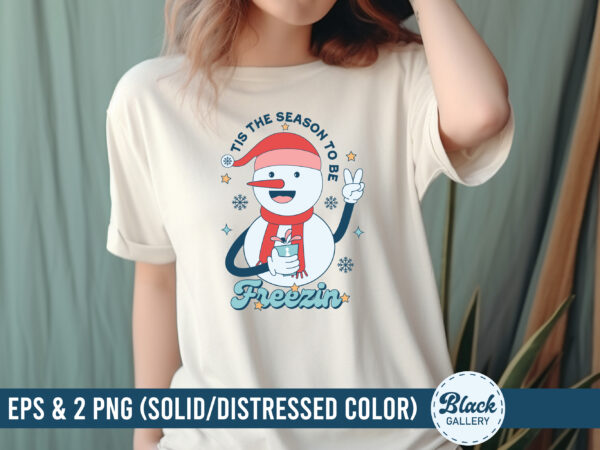 Winter snowman sublimation png & eps t shirt design for sale