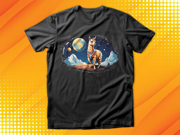 Llama on the moon t-shirt