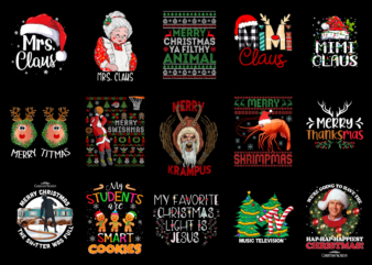 15 Christmas Shirt Designs Bundle For Commercial Use Part 34, Christmas T-shirt, Christmas png file, Christmas digital file, Christmas gift,