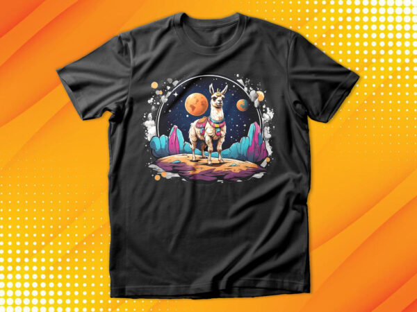 Llama on the moon t-shirt