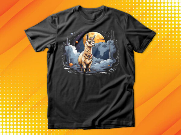 Llama on the moon t-shirt