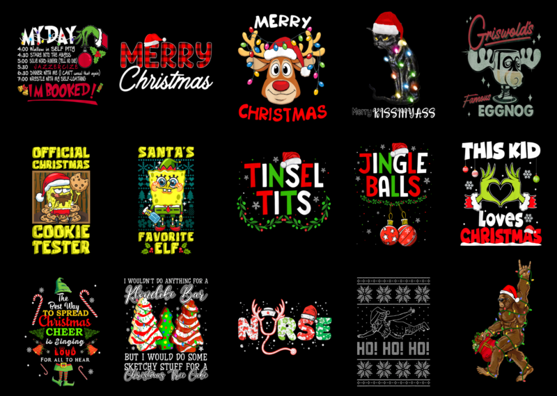 15 Christmas Shirt Designs Bundle For Commercial Use Part 39, Christmas T-shirt, Christmas png file, Christmas digital file, Christmas gift,