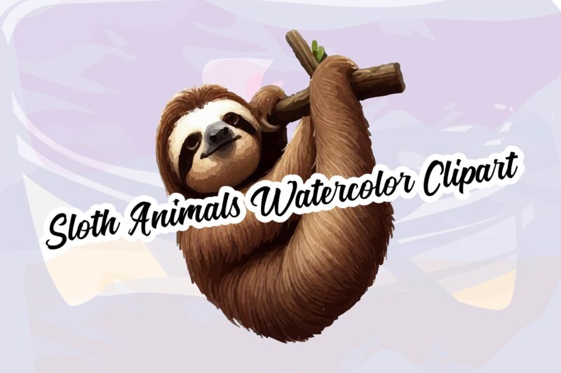 Sloth Animals Watercolor PNG Clipart