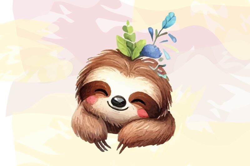 Sloth Animals Watercolor PNG Clipart