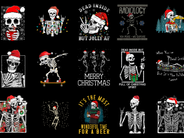 15 skeleton christmas shirt designs bundle for commercial use part 4, skeleton christmas t-shirt, skeleton christmas png file, skeleton chri