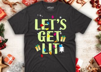 Let’s Get Lit Shirt Adult Funny Christmas T Shirts design vector, santa, funny, tee, mens, shirt, hos, claus, christmas, -shirt design