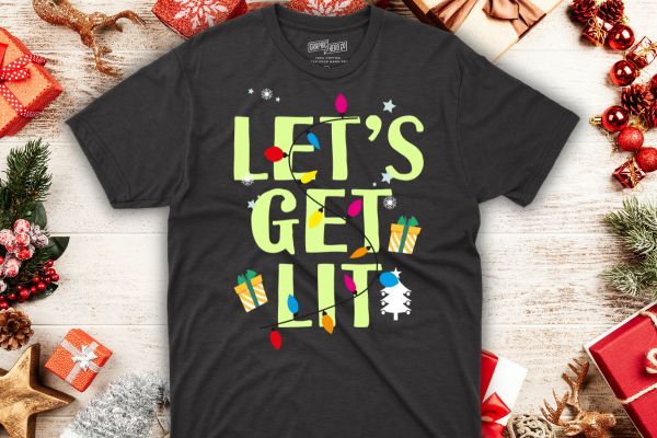 Let’s get lit shirt adult funny christmas t shirts design vector, santa, funny, tee, mens, shirt, hos, claus, christmas, -shirt design