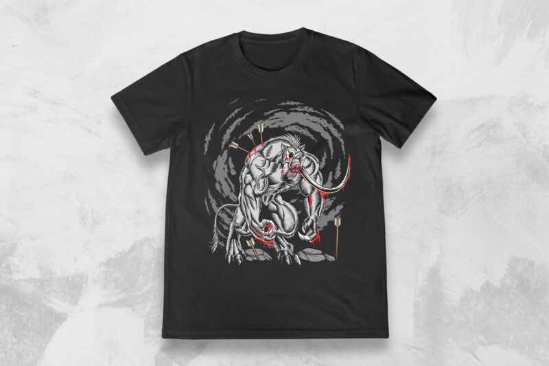 Zombie Beast Animals T-shirt Designs Vector Bundle, Animal Monster Graphic T-shirt