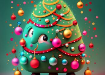 4 cute christmas trees for t-shirt design PNG File