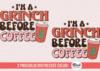 Retro Christmas Coffee Quote PNG & EPS