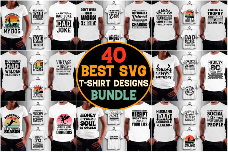 40 SVG T-Shirt Design Bundle