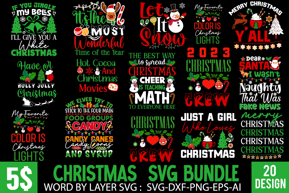 Christmas Skinny Lettering Stencils 5 pack - SVG FILE ONLY