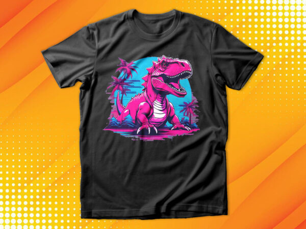 Retrowave dinosaur art t-shirt