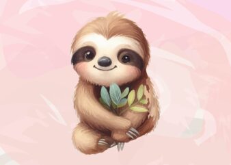 Sloth Animals Watercolor PNG Clipart