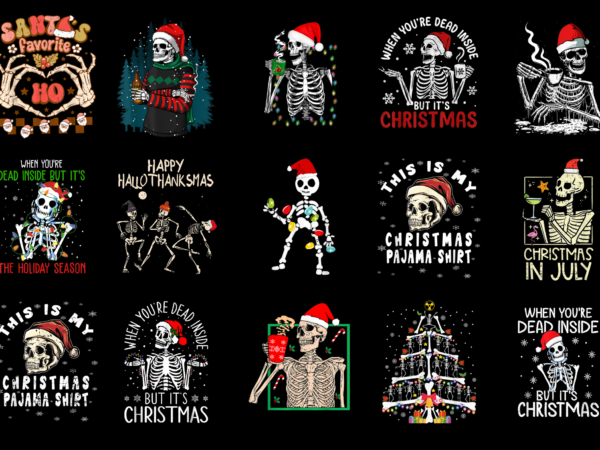15 skeleton christmas shirt designs bundle for commercial use part 5, skeleton christmas t-shirt, skeleton christmas png file, skeleton chri