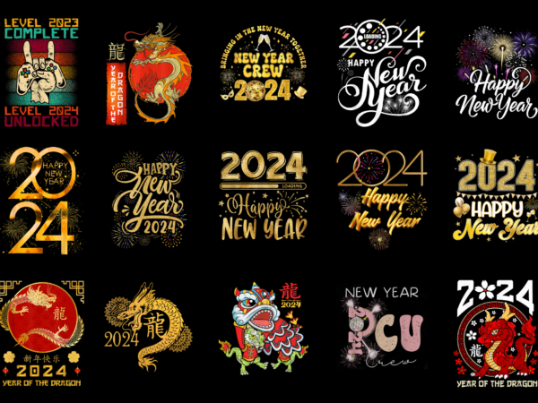 15 new year 2024 shirt designs bundle for commercial use part 5, new year 2024 t-shirt, new year 2024 png file, new year 2024 digital file,