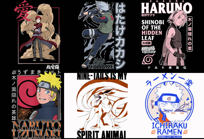 Naruto T-shirt design Anime bundle part 1