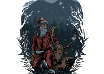 Deer Santa t shirt vector illustration