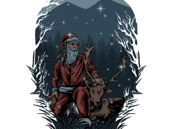 Deer santa t shirt vector illustration