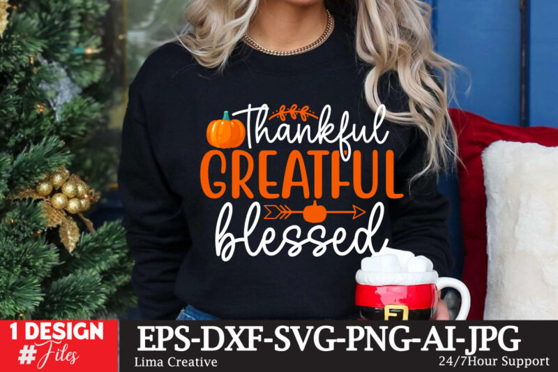 Thankful Grateful Blessed T-shirt Design ,Thanksgiving T-shirt Design