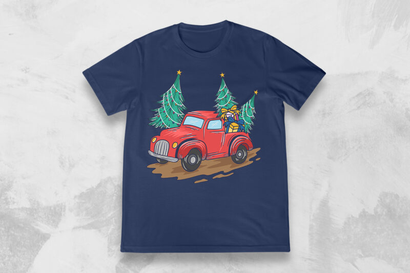 Christmas Vintage Truck T-shirt Designs Bundle, Christmas T shirt design, Christmas Sublimation Bundle