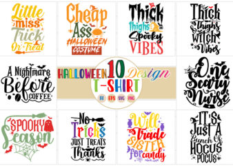 Halloween typography vector art design, funny nightmare halloween saying groovy craft designs bundle shirt art