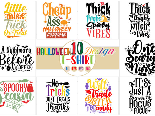 Halloween typography vector art design, funny nightmare halloween saying groovy craft designs bundle shirt art