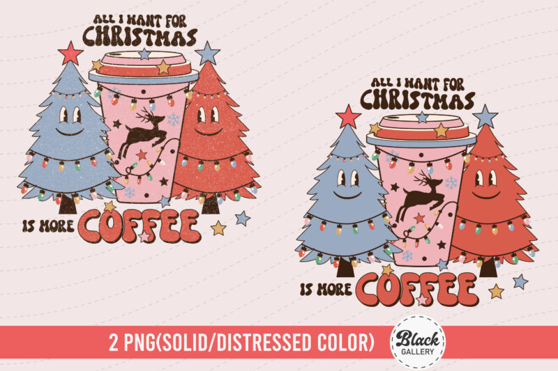 Retro Christmas Coffee PNG & EPS