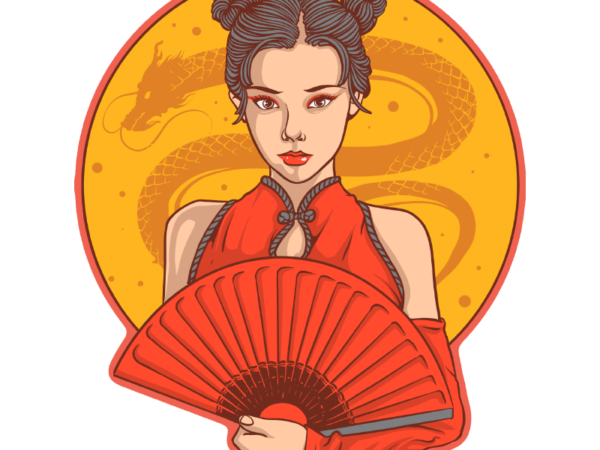 Chinese girl t shirt vector file