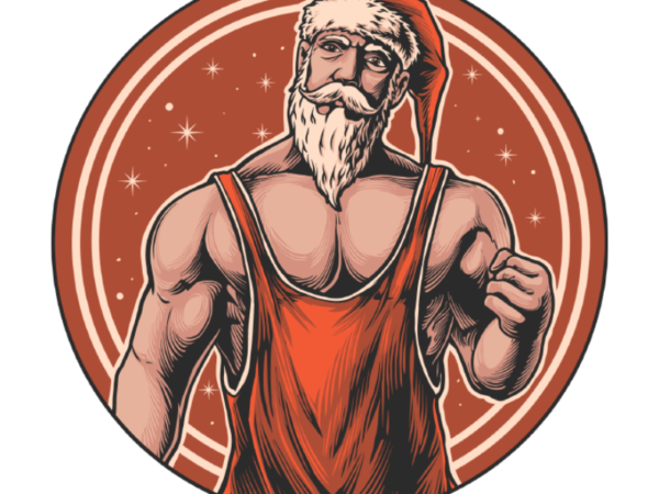 Workout santa t shirt design for sale