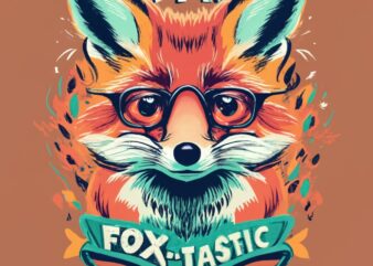 Vintage T shirt design, cute fox.The words “I’ M FANTASTIC AND A LITTLE FOX-TASTIC ” PNG File