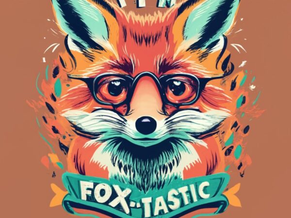 Vintage t shirt design, cute fox.the words “i’ m fantastic and a little fox-tastic ” png file
