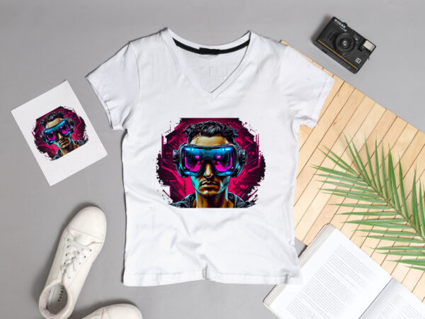 Boy with vr headset glasses t-shirt