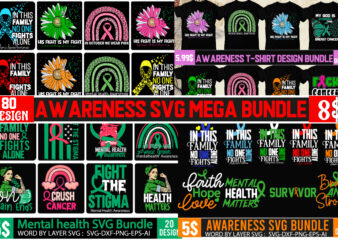 Awareness t-shirt dsigne bundle , awareness svg bundle, breast cancer svg bundle, awareness pink t-shirt design, fight awareness -shirt