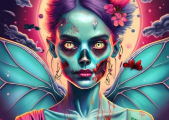 A zombie fairy style realistic design for t shirt PNG File