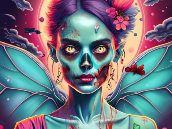 A zombie fairy style realistic design for t shirt png file