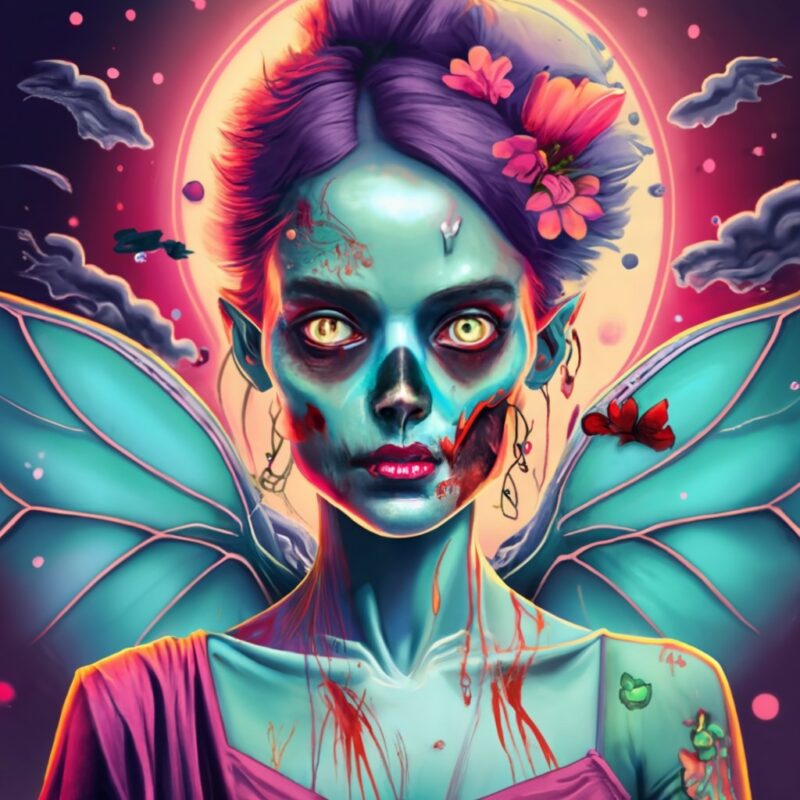 A zombie fairy style realistic design for t shirt PNG File