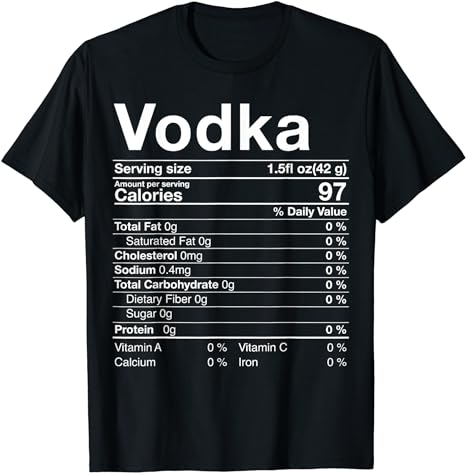 Vodka Nutrition Facts Thanksgiving Gifts Drinking Costume T-Shirt Design PNG File